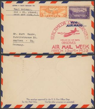 Usa 1938 - Commemorative Flight Air Mail Cover Alameda 34770/12