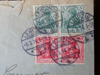 German Registered Cover,  Franked Leipzig 1914,  Manoli Cigarette Sticker to Rear 2