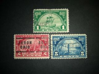 3 Us Stamps,  Scott S 614,  615 & 616,  Huguenot - Walloon Terc.  Issue.  1924