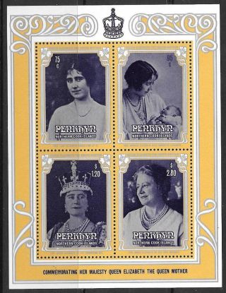 Penrhyn Island Sg378/81 1985 Life & Times Of Queen Mother Mnh