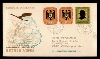 Dr Who 1956 Germany First Flight Frankfurt To Argentina Lufthansa E44626