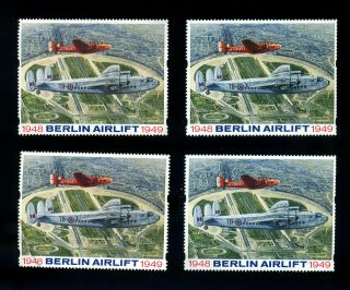 4 Germany Stamps 1948 1949 Berlin Airlift Label / Stamp