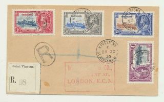 St Vincent 1935 Silver Jubilee Set On Cover Reg.  To Uk (see Below)