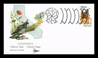 Dr Jim Stamps Us California State Bird Flower First Day Cover Gill Craft