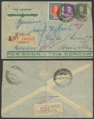 Argentina 1935 - Registered Air Mail Cover To Brussels Belgium D172