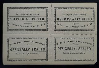 Rare United States Block Of 4 Official Post Office Seals Full Gum