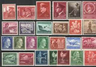 Germany Third Reich Stamp Lot - Mnh/mh F/vf Hitler,  Feldpost,  Semi - Postals,  Sets