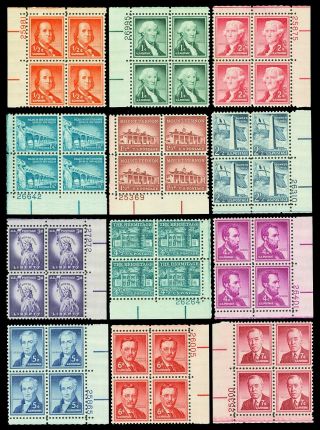 Scott 1030//1052 1954 - 1968.  5c - $1 Liberty Issue Plate Blocks Nh Cat $77.  70