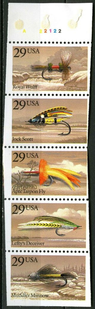 Sc 2545 - 49 - 1991 29¢ Fishing Flies Nh Folded Pane Of 5