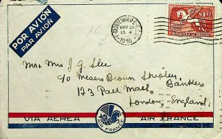 Uruguay 1935 Air France Cover To England - K493