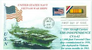 Uss Independence Cva - 62 Carrier Vietnam War Ship Photo Cachet First Day Of Issue