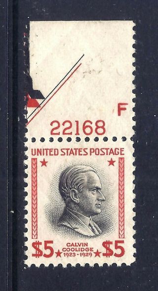Us Stamps - 834 - Mnh - $5 Coolidge Presidential Issue - Cv $75
