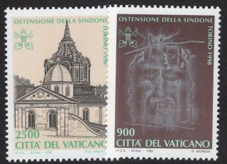 Vatican City 1998 Nh 1073 - 74 Face On Shroud Of Turin Cathedral - Freeusashipping
