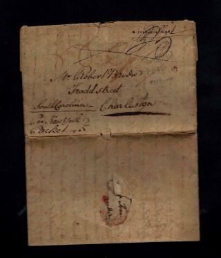 1810 Scotland Stampless Letter Via Packet Ship To Charleston,  South Carolina