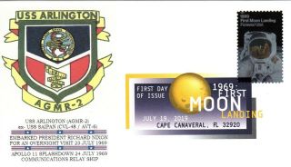 Uss Arlington Ex Uss Saipan Cvl 48 Relay Ship Fdc Apollo 11 Cape Canaveral Fl
