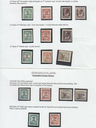 Spanish Civil War Canary Islands 1937,  2nd Issue To 9th Issue,  20 Stamps