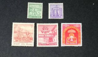 Nepal 1956 Coronation Sc.  84 - 88 Coronation Nh Stamps Cat.  Value $180.  00