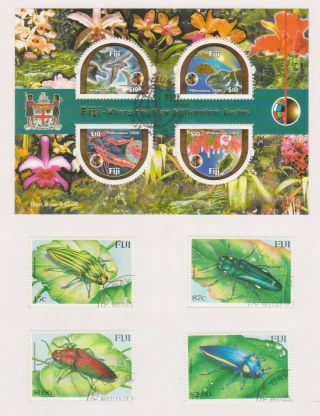(fnt - 66) 2000 Fiji 4stamps Insects & M/s Millennium Begins (bx)