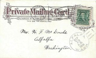 1906 Alfalfa,  Washington Doane Cancel On Hampshire Masonic Home P - Card - Dpo