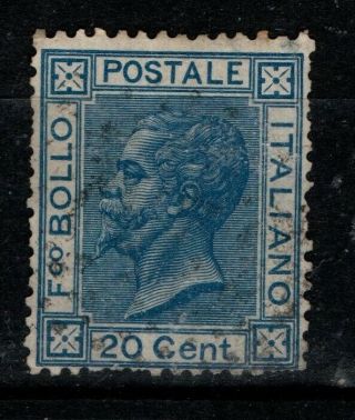 Italy 1863 1867 20 Cent Blue Victor Emmanuel Ii Sg20a Vf