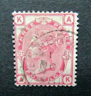 Gb 1880 - Qv 3d Rose Wmk Imp Crown Perf 14 Sg 158 Letters Ka Plate 21