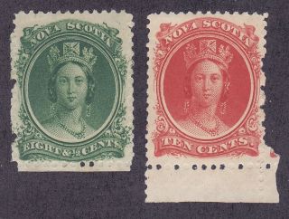 Canada Nova Scotia 1860 Sc 11 - 12 Mnh Og Scv $40.  00
