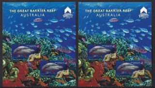 Australia 2018 Macau Stamp Show 2 Sheetlets Great Barrier Reef Fine