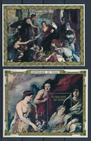 D000910 Paintings Art Rubens Nudes S/s Mnh Chad