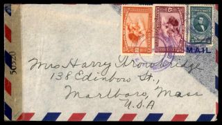 Mayfairstamps Costa Rica 1940s Censored Wwii To Usa Cover Wwb82879