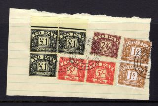 Gb 1959 - 63 Postage Dues Multiples Fine On Piece Cat £27,