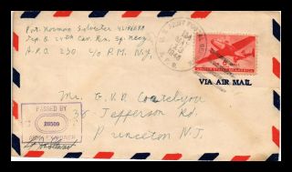 Dr Jim Stamps Us Army Post Office Wwii Air Mail Cover Apo 250 154 Censor Passed