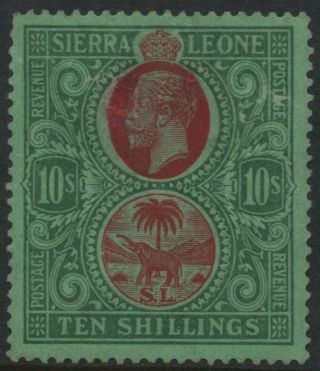 Sierra Leone: 1927 Sg 146 10/ - Red & Green/green Av.  M.  - Cat £170 (25875)
