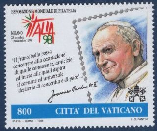 Vatican City 1998 Nh 1085 Pope John Paul Ii Italia Exhibition - Freeusashipping