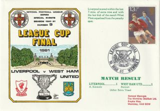 14 March 1981 Liverpool V West Ham United League Cup Final Dawn Football Cover