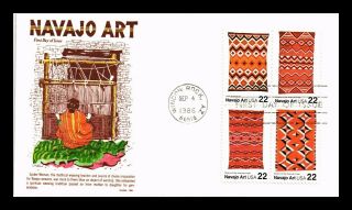 Dr Jim Stamps Us Navajo Indian Blanket Weaving Art Gamm Fdc Cover Block Of Four