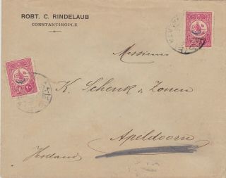352) Turkey 1912 - 2 X 20 Para Foreign Post On Cover Galata To Holland - Perfect
