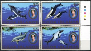 Cook Islands 2007 Sg 1530a $5 Whales & Dolphins Mnh Block Of 4 D86802