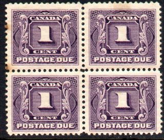 Canada 1916 1c Postage Due Red - Violet Block Of 4 Sg D2 3xu/m 1xvlmm