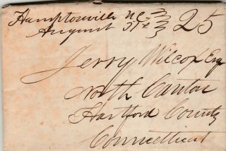 Us Hamptonville Nc Manuscript Cancel To North Canton Ct 25c Stampless 1842