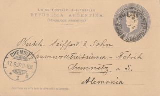 1897 Argentina Card Sent From Buenos Aires To Chemnitz Germany