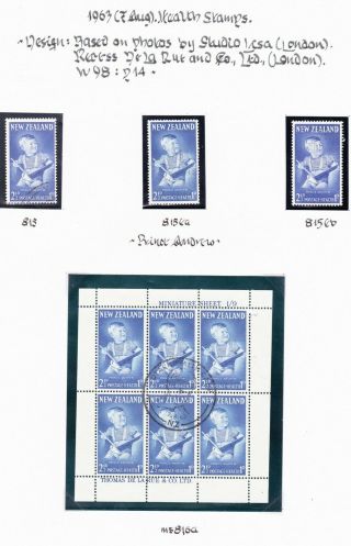 Zealand 1963 Health Stamps Sg 815 & 816 & Ms 816b (2 Sheets) V Fine Vfu