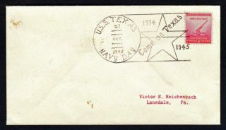 Wwii Battleship Uss Texas Bb - 35 Navy Day 1945 Naval Cover (10140)