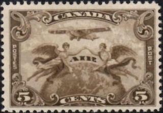 Canada 1928 Airmail Issue 5c Olive - Brown Sg.  274 (hinged)