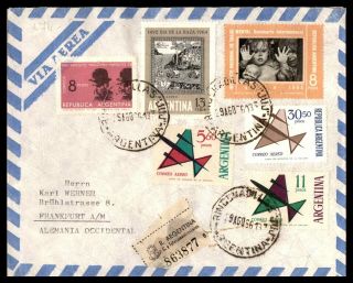 Mayfairstamps Argentina 1956 To Frankfurt Germany Registered Air Mail Cover Wwb7