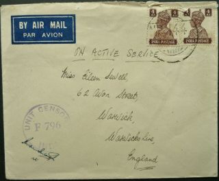 India Army In Middle East 1945 Airmail Cover To England - Censored - See