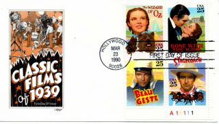 Us Fdc 2448a Classic Films Plate Block,  Artmaster (7205)