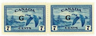 1950 Canada Air Post Official Stamp (pair) Co2 7c Deep Blue,  Vf,  H