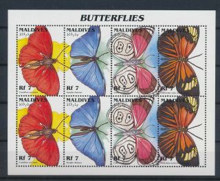 Lk63792 Maldives Insects Bugs Flowers Butterflies Good Sheet Mnh