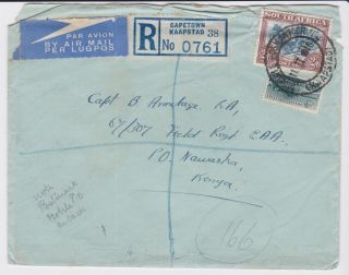 Stamps 1946 South Africa Registered Cape Town Mobile Army Po Postal History