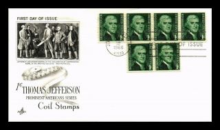 Dr Jim Stamps Us Thomas Jefferson 1c Coil First Day Cover Strips Art Craft